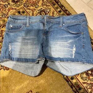 light washed jean shorts